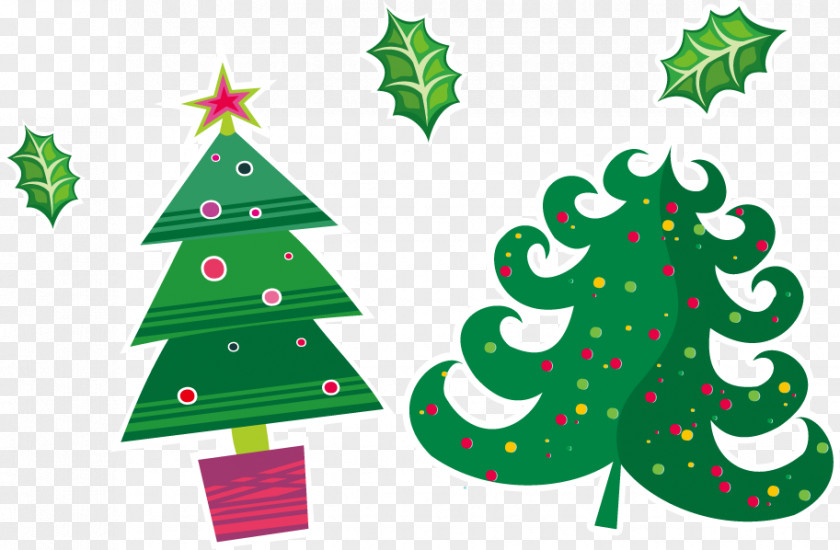 Vector Green Cartoon Christmas Tree Stencil Card Ornament PNG