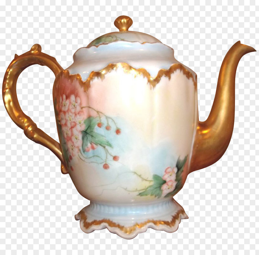 Hand Painted Teapot Kettle Porcelain Tennessee PNG