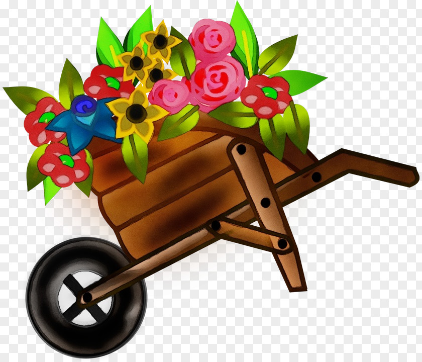 Wheel Plant Wheelbarrow Cart Vehicle Wagon Flower PNG