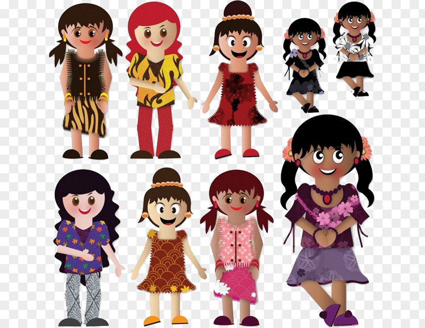 Doll Child Drawing PNG , Cartoon black child girl smile element clipart PNG