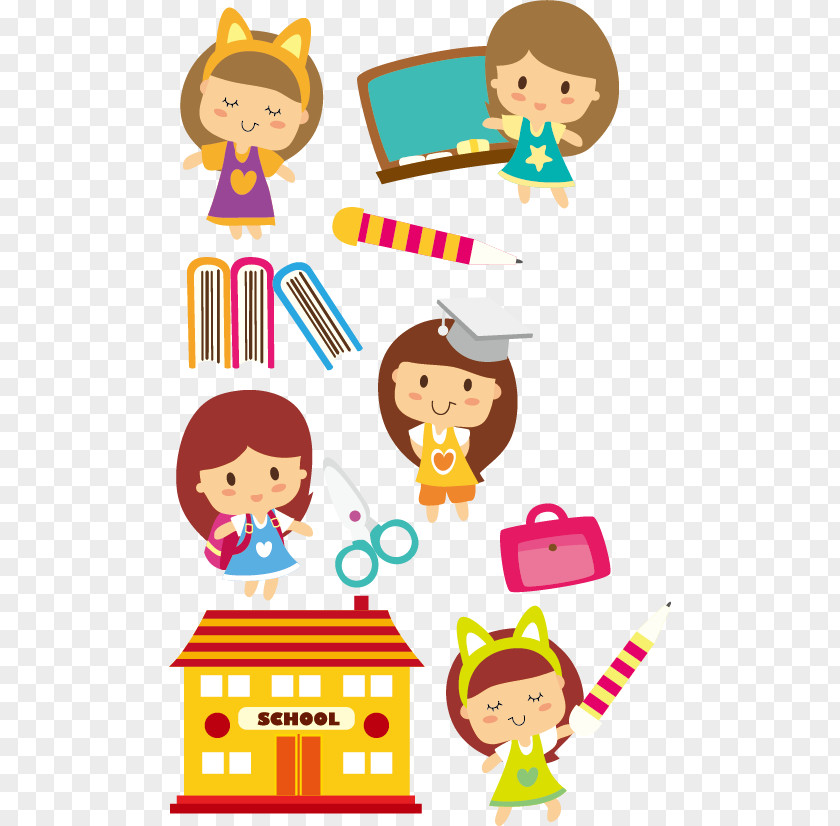 Students Pull Cartoon Vector Material Free Student Clip Art PNG
