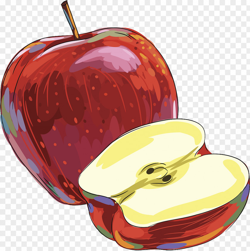 Cut The Apple Picture Drawing Illustration PNG