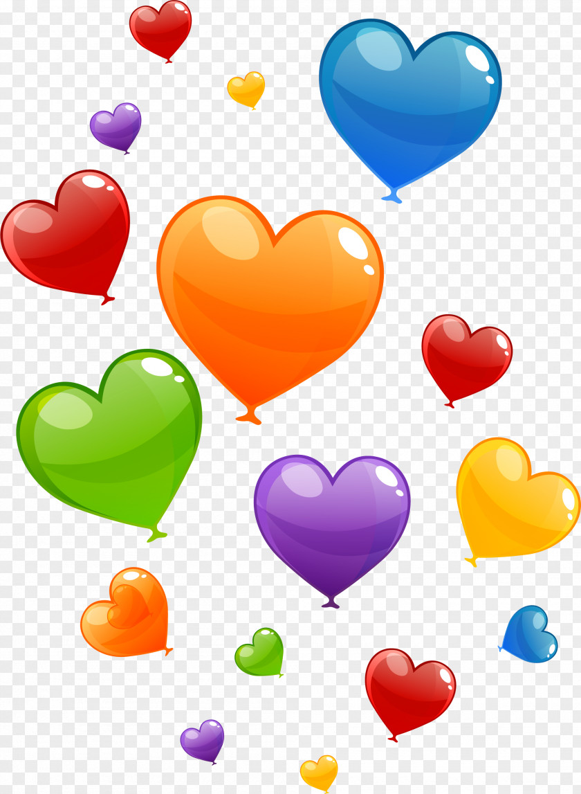 Floating Color Balloon Material Heart Clip Art PNG