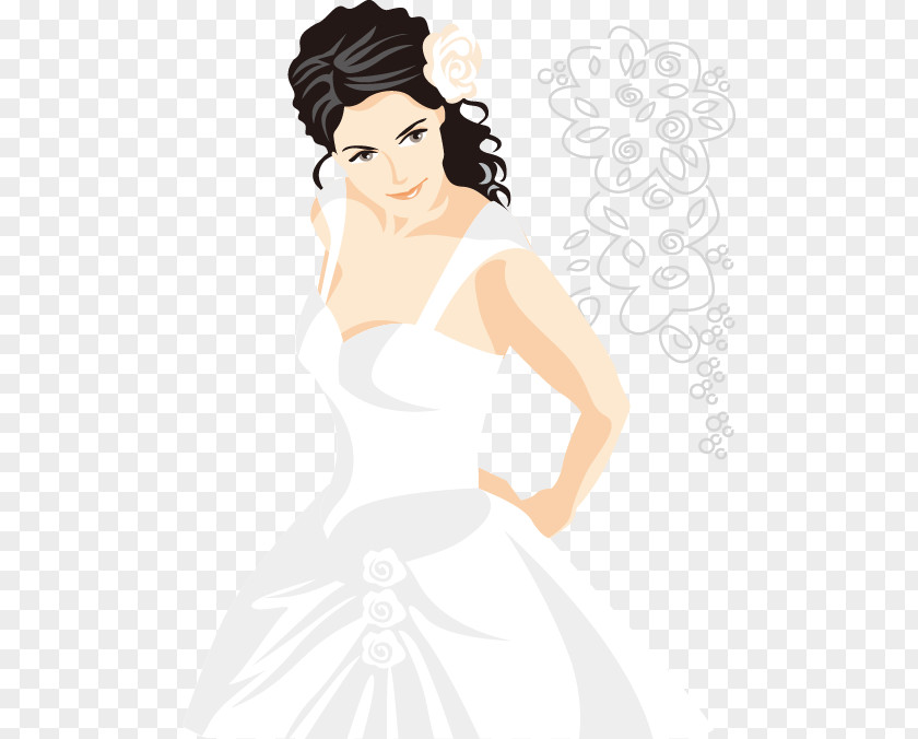 Hand-painted Bride White Wedding Dress Pattern Contemporary Western PNG