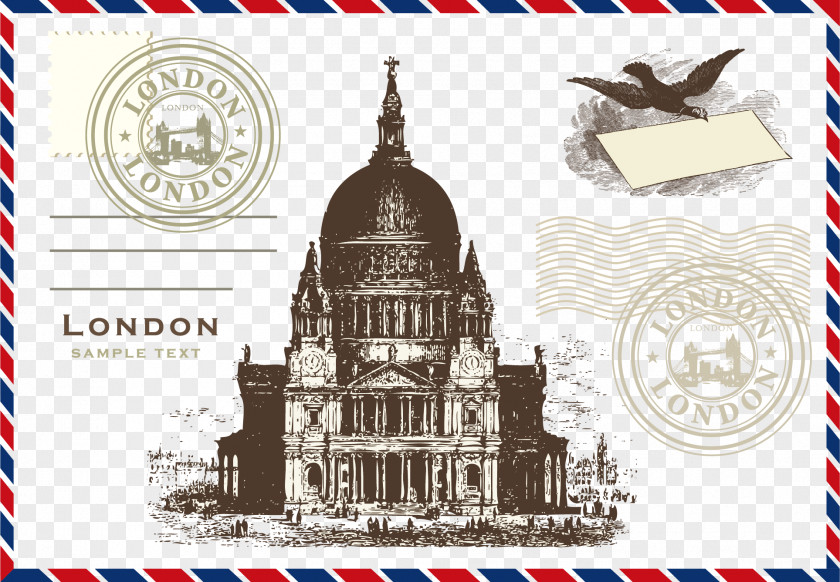 Envelope London Paris Paper Postage Stamp PNG