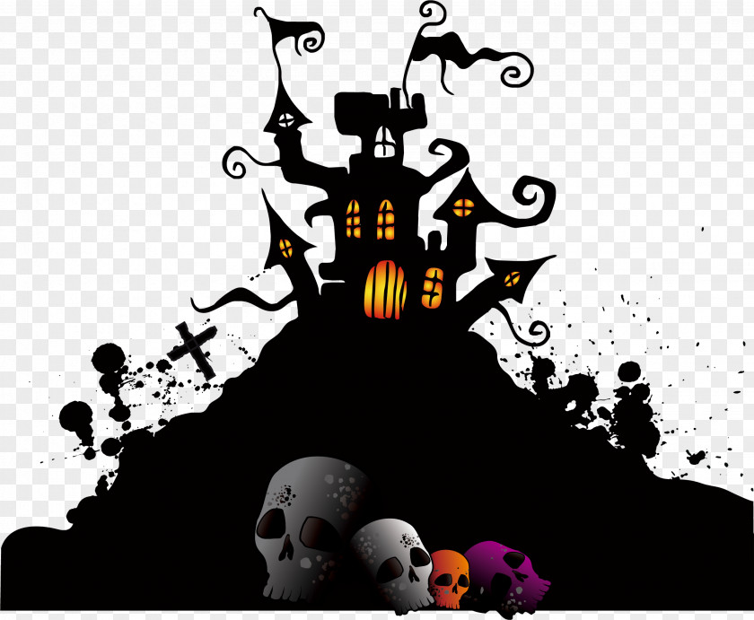 Horror House Wedding Invitation Halloween Party Poster PNG