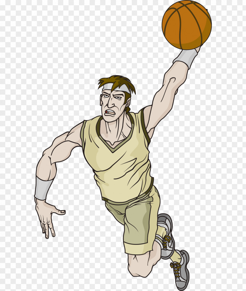 Vector Handsome Cartoon Playing Basketball Comic Man Character Clip Art PNG