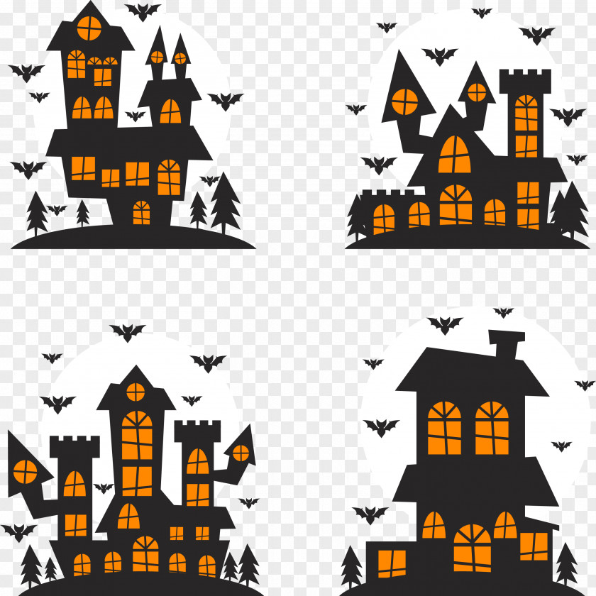 Halloween Castle Design Vector Silhouette Illustration PNG