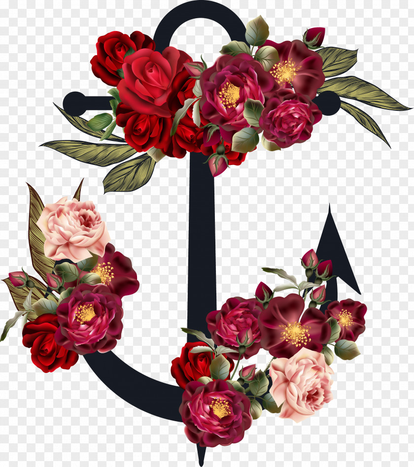 Red Rose Melody Anchor Flower PNG