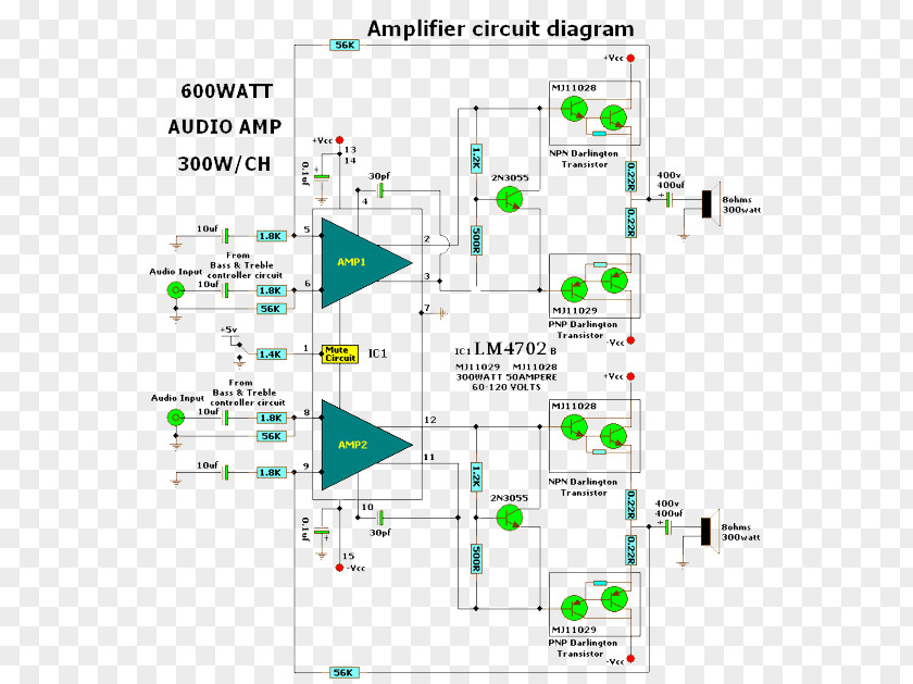 Audio Power Amplifier Circuit Diagram Electronic Electronics PNG