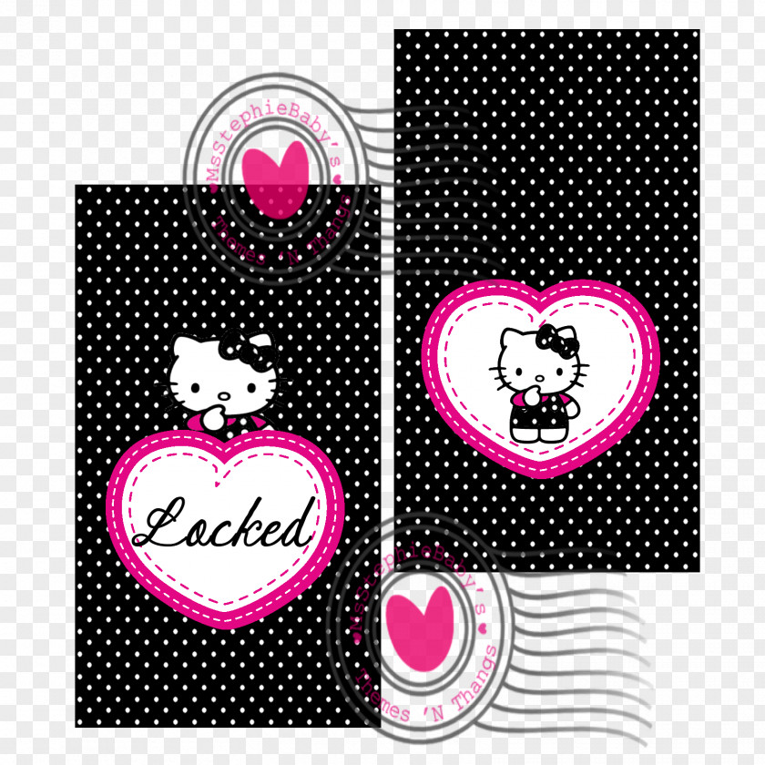 Gambar Hello Kitty Format Polka Dot Heart Font M-095 PNG