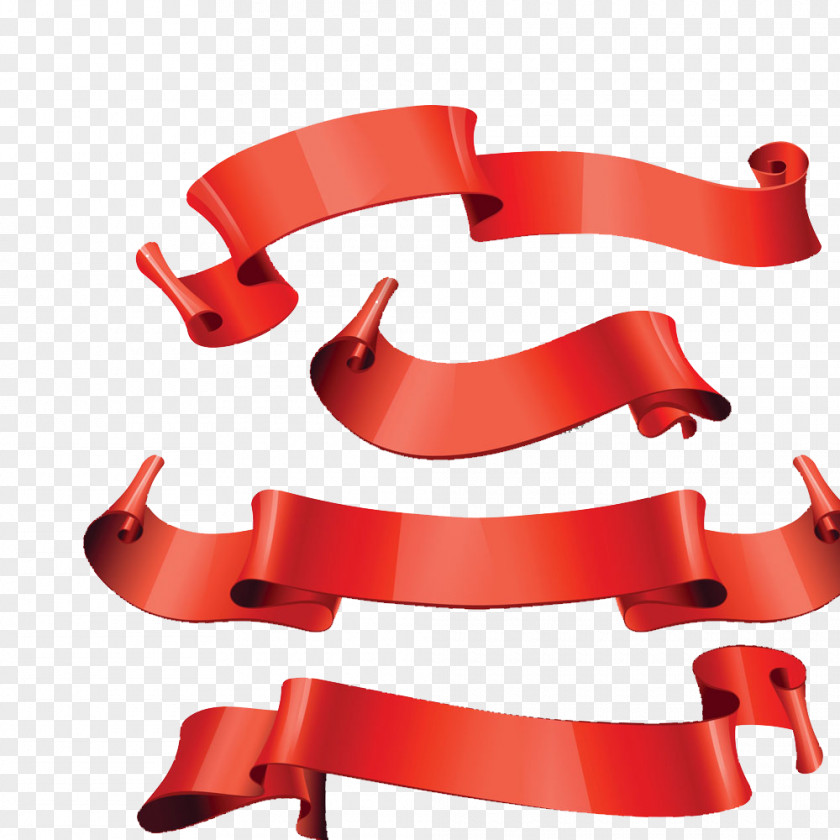 Red Ribbon Euclidean Vector Clip Art PNG