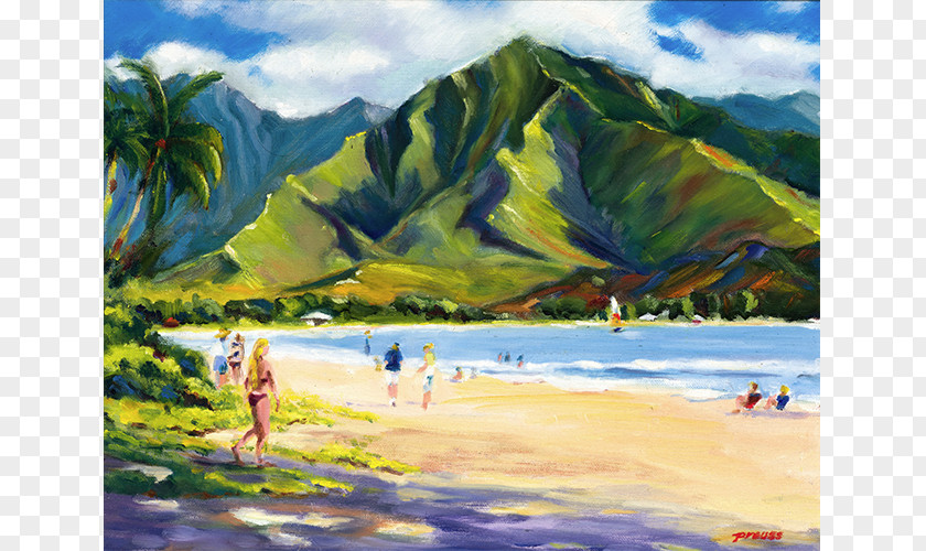Painting Hanalei Beach Park Richardson Rolf Preuss PNG