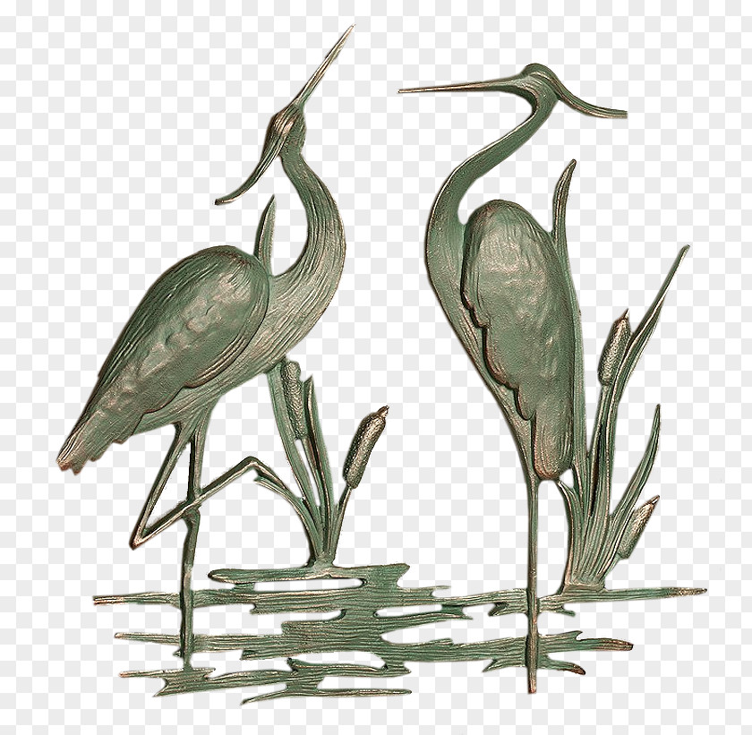 Seashell Heron Crane Metal Wall Sculpture PNG