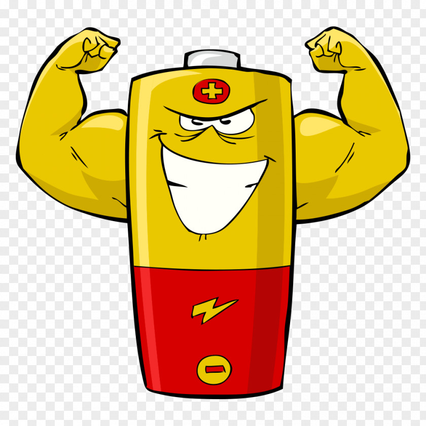 Vector Battery Superman Cartoon Stock Illustration PNG