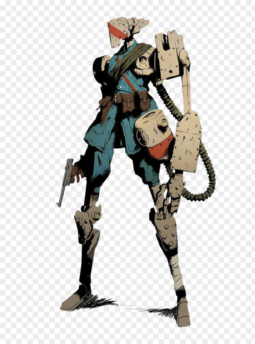 Mech Warrior He-Man Concept Art Character Model Sheet PNG