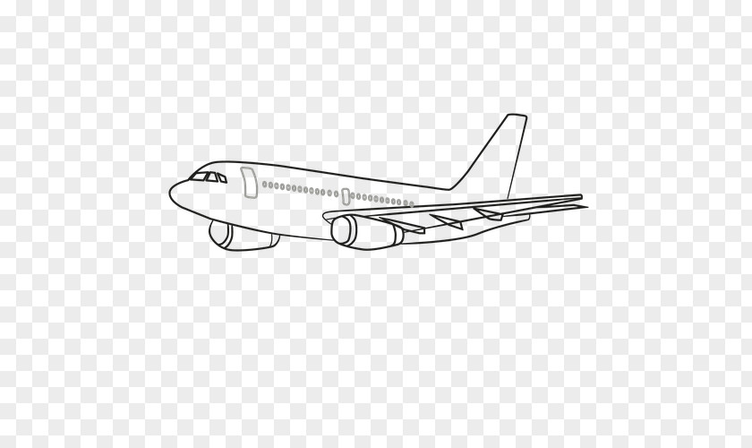 Plane Sketch Narrow-body Aircraft Aerospace Engineering Model PNG