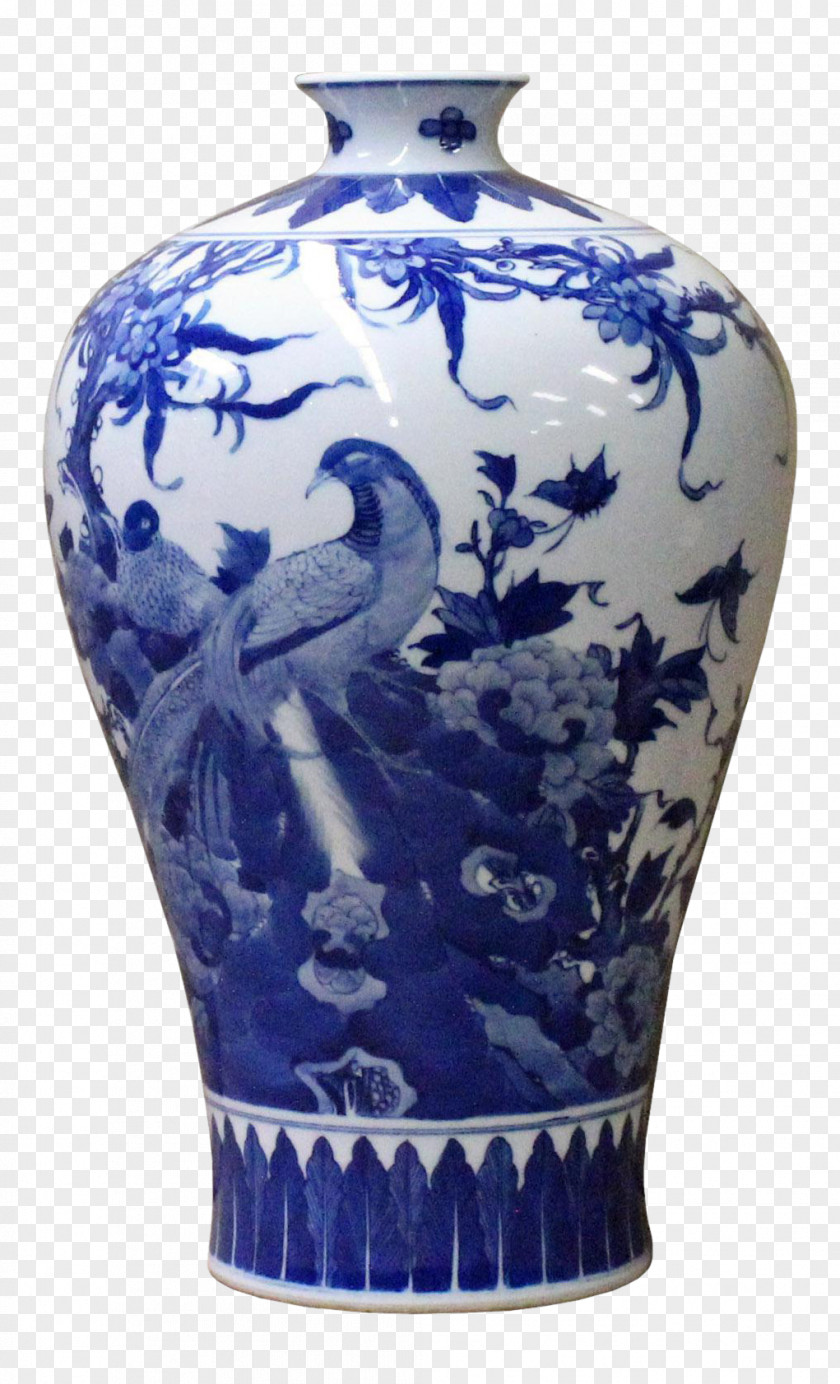 The Blue And White Porcelain Vase Pottery Ceramic Meiping PNG