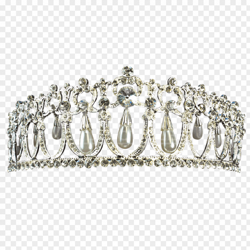 Pearls Silver Crown Tiara Imitation Gemstones & Rhinestones PNG