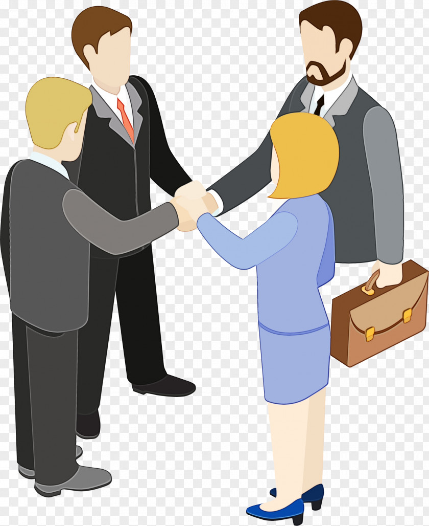 Recruiter Handshake Watercolor Greeting PNG