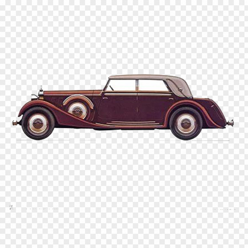 Retro Cartoon Painting Classic Cars Car Mercedes-Benz Paper Printing Printmaking PNG