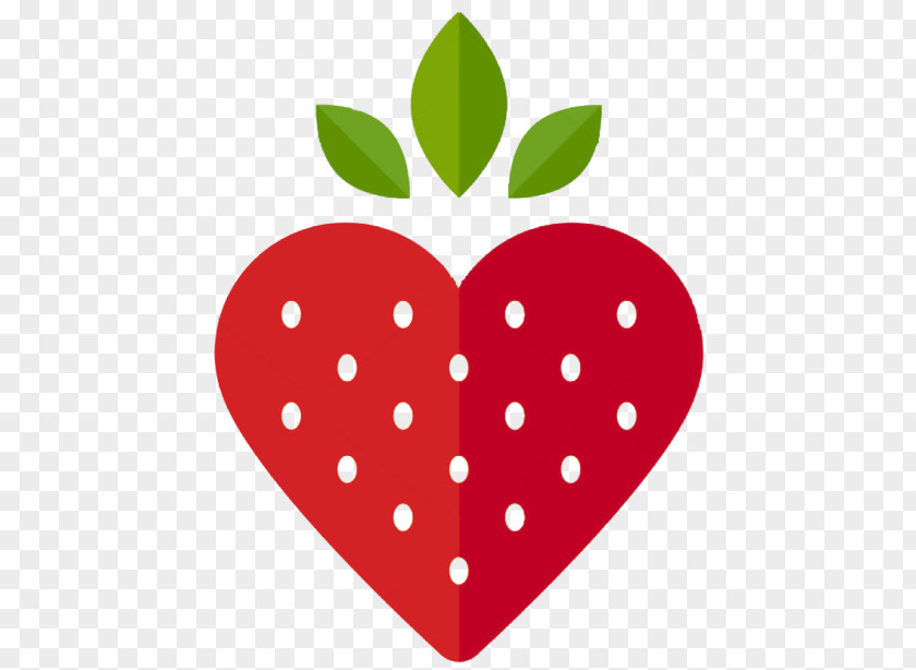Strawberry Heart Flat Design Clip Art PNG