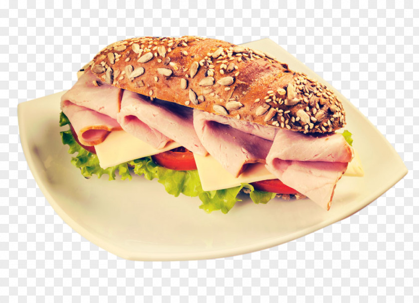 Tray Of Ham Slices Bread And Cheese Sandwich Panini Club PNG