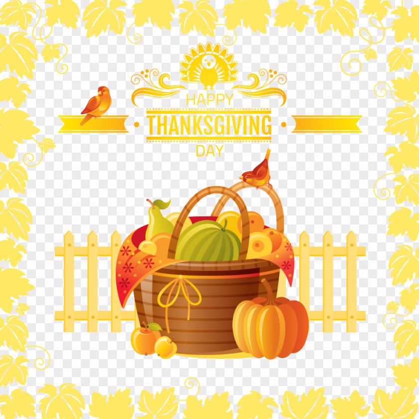 Vector Thanksgiving Basket Harvest Festival Illustration PNG