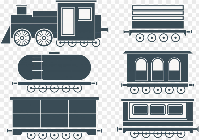 Cartoon Train Parts Passenger Car Steam Locomotive PNG