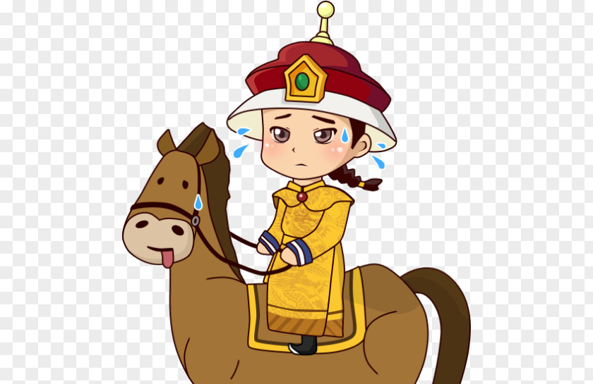 H5 Creative Cartoon Emperor On Horseback Patrol Clip Art PNG