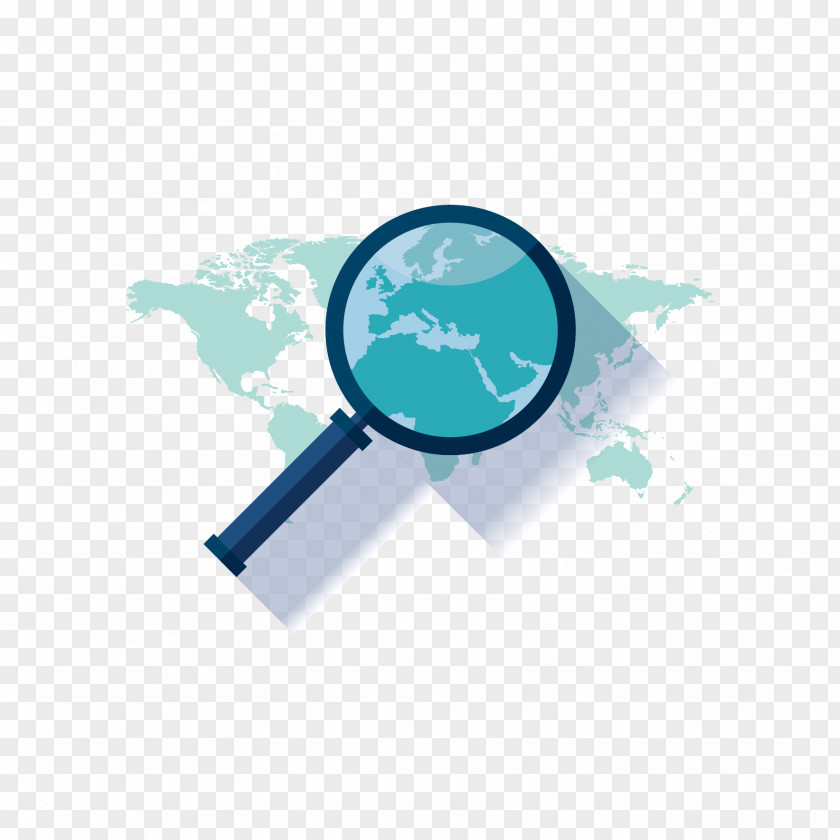 Vector Magnifying Glass And Map Globe World PNG