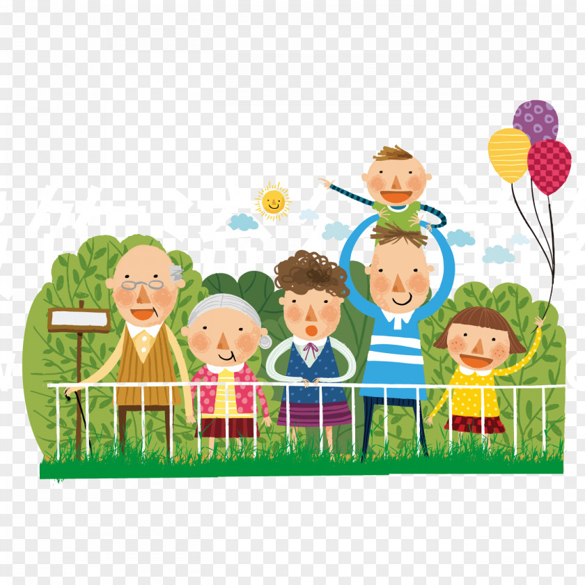 Family Outing Cartoon Download Illustration PNG