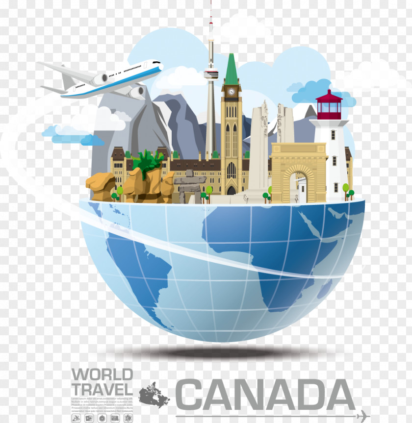 Decorative Building Canada Attractions Infographic Clip Art PNG