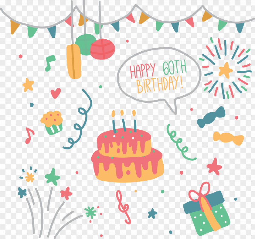Celebrate Birthday Cards With Colorful Cake Stars PNG