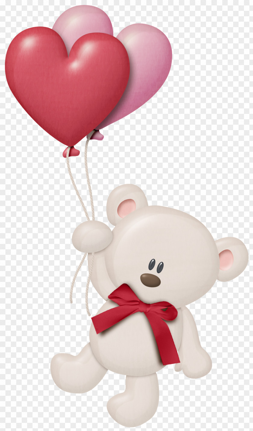 Teddy Bear Balloon PNG bear , fuchsia frame, beige holding two heart red and pink balloons illustration clipart PNG