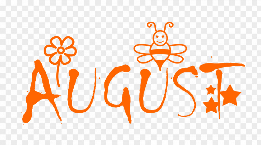 August With Flower Bee Stars. PNG