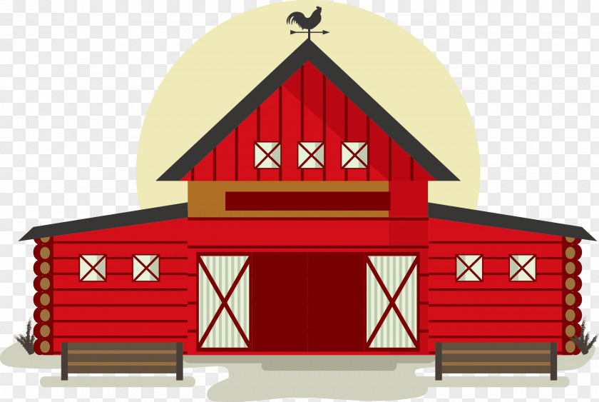 Red Farm Warehouse Building Barn Illustration PNG
