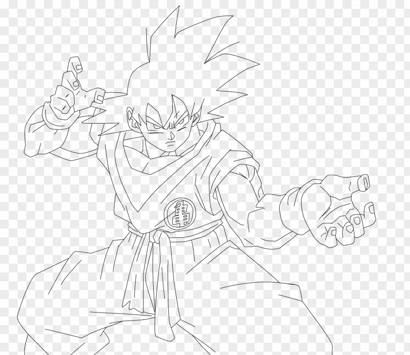 Son Goku Line Art Drawing Sketch PNG