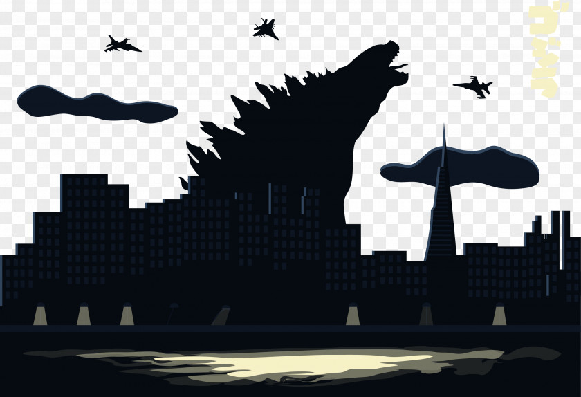 Vector Monster Battle Scenes Godzilla Film Illustration PNG