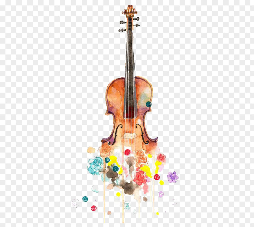 Violin Drawing Watercolor Painting Music Cello PNG painting Cello, violin, brown violin with flowers illustration clipart PNG