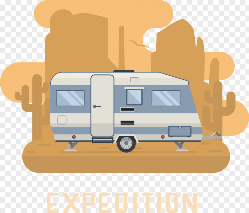 Vector Survey Expedition And Cars Euclidean Recreational Vehicle Camping Illustration PNG