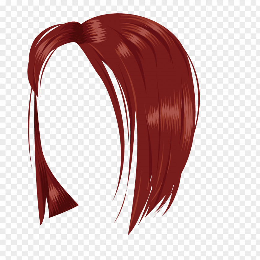 Wine Red Mature Female Wig Woman PNG