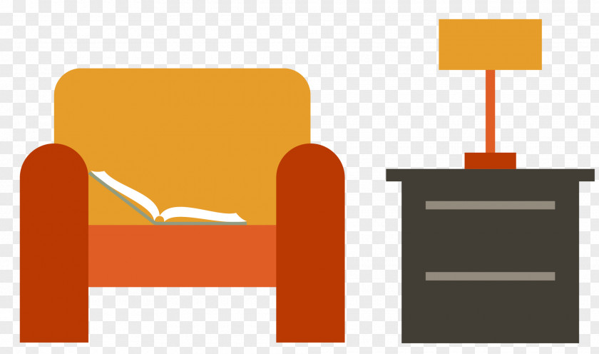 Vector Yellow Armchair And Bedside Table Lampe De Bureau Clip Art PNG