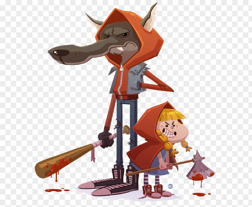 Cartoon Wolf Big Bad Little Red Riding Hood Gray Illustration PNG