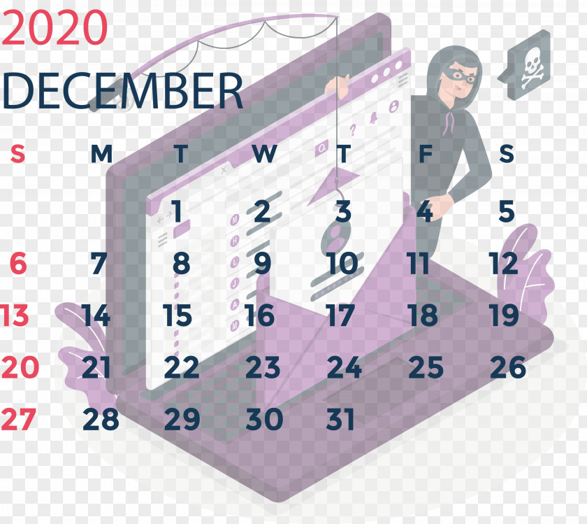 December 2020 Printable Calendar PNG