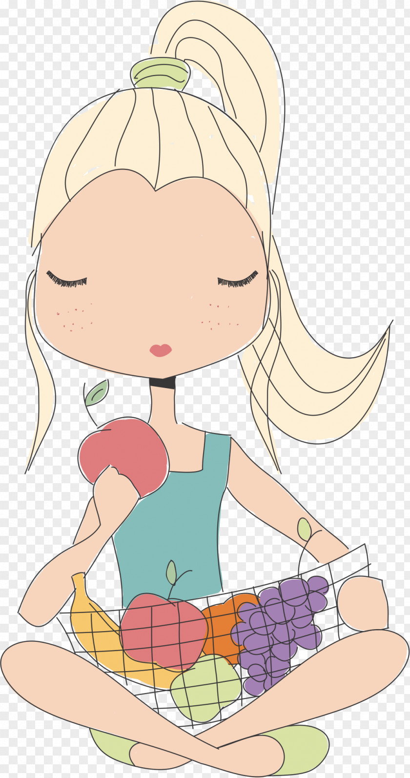 Cartoon Child Health Eating Food Healthy Diet Illustration PNG
