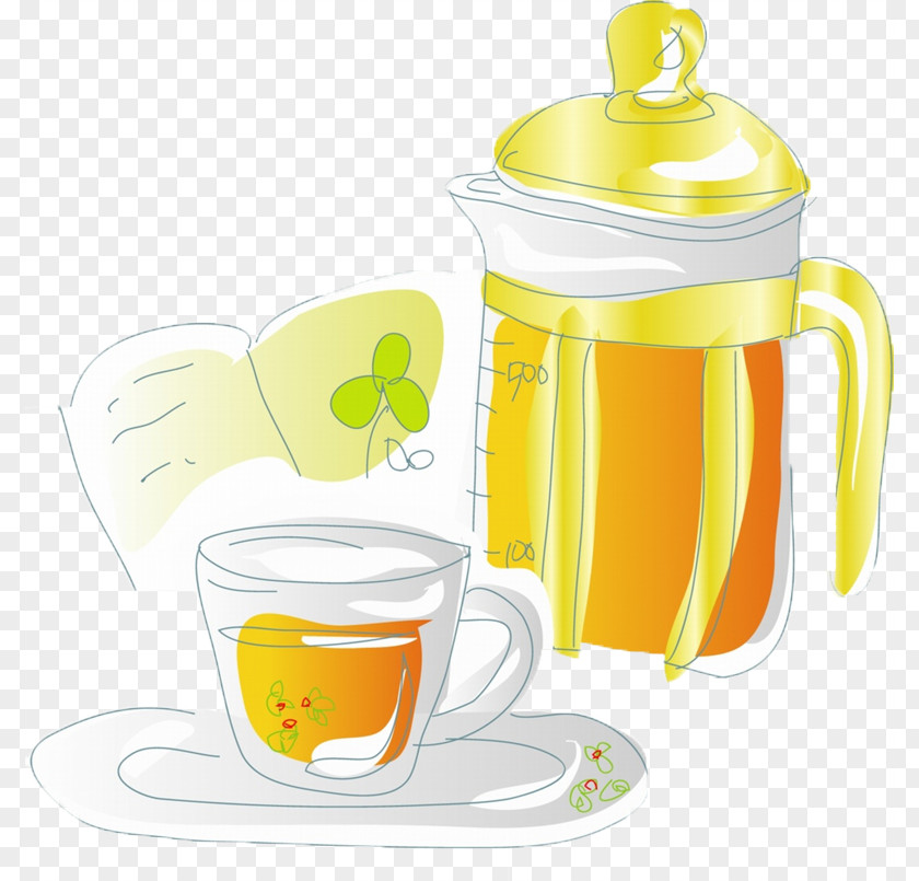 Drinks Kettle Cup Flowering Tea Illustration PNG