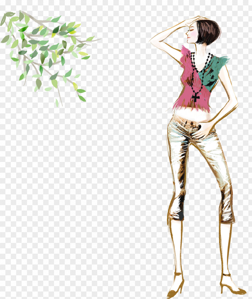 Fashion Short Hair Model Material Drawing PNG