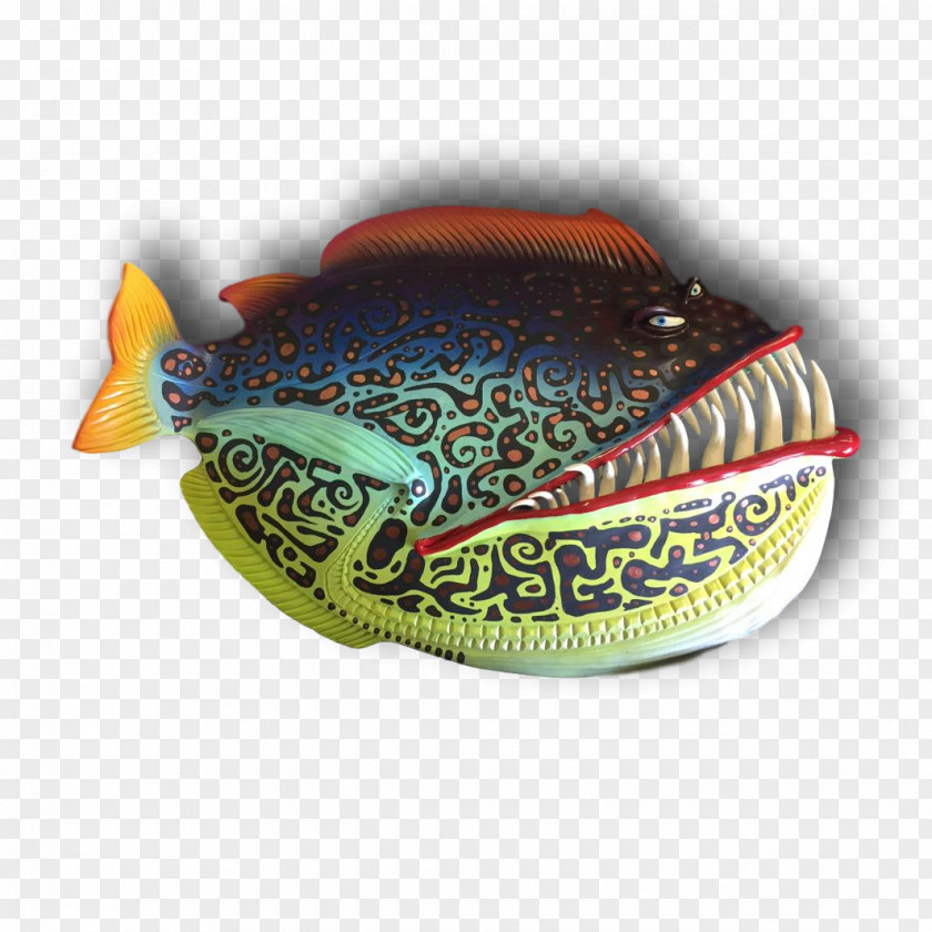 Handpainted Monster Platter Ashtray Fish Font PNG