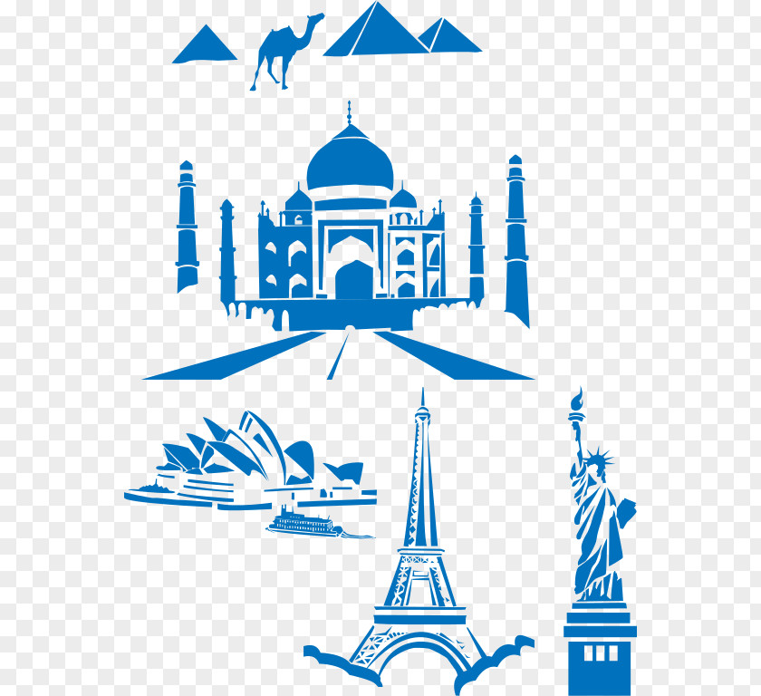 Landmarks Eiffel Tower Statue Of Liberty Taj Mahal Clip Art PNG